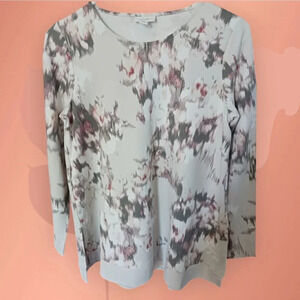 Pure jill long sleeve pullover women shirt sweater size small petite wht/ gray